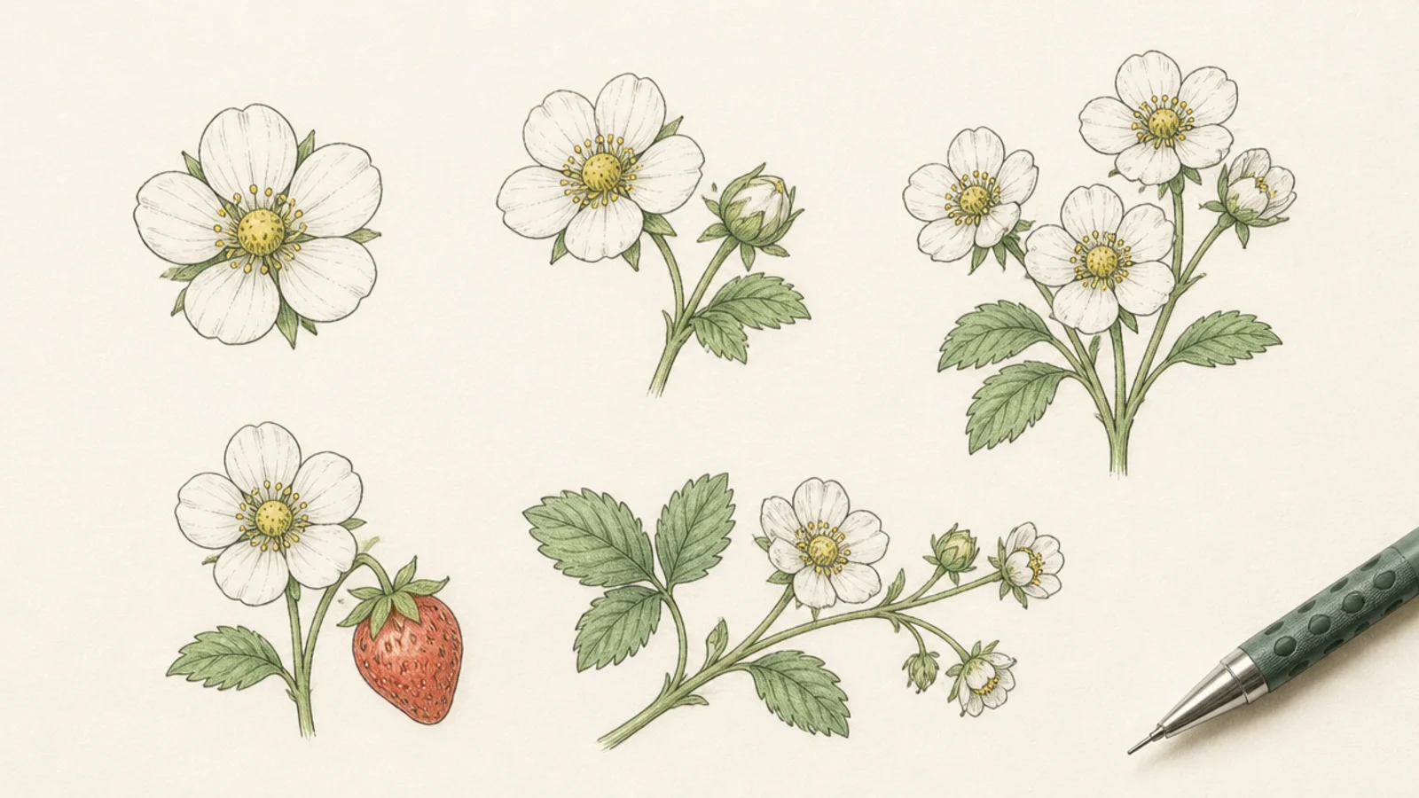 15 Pretty Strawberry Flower Drawings to Try
