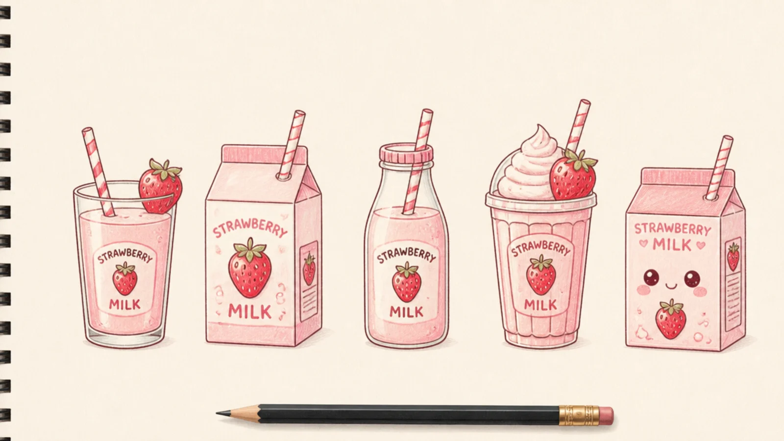 15 Cute Strawberry Milk Drawings to Sketch
