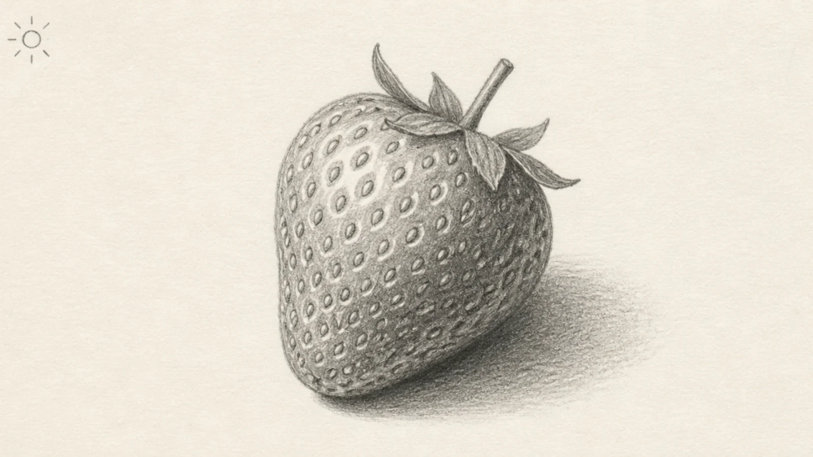 A pencil strawberry lit consistently from one side