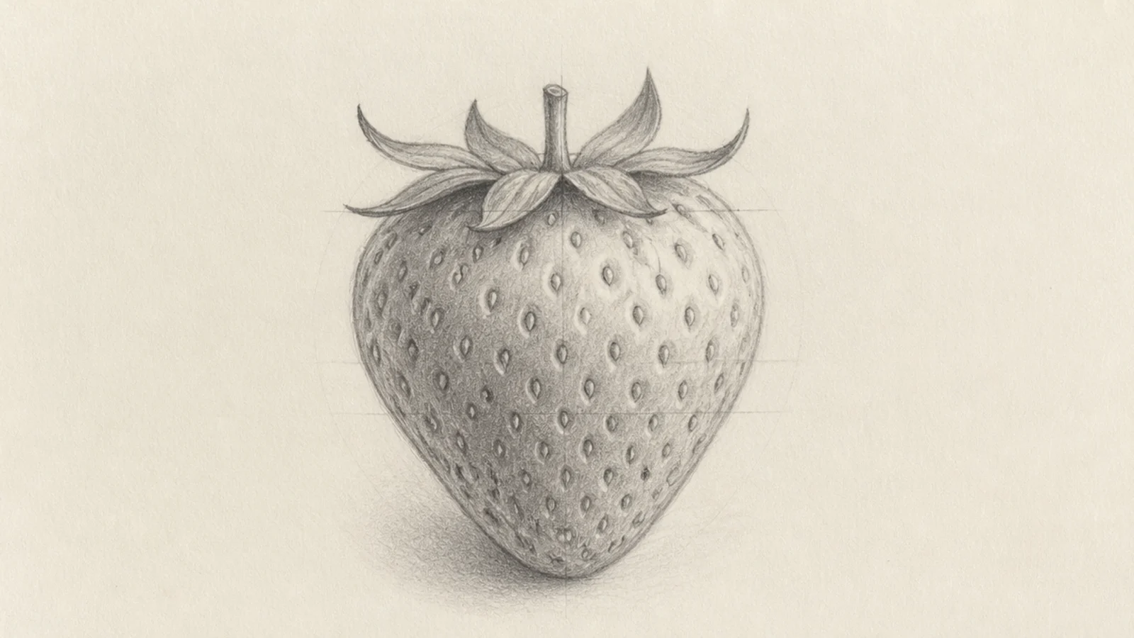 A faint pencil strawberry sketch with adjustable guide lines