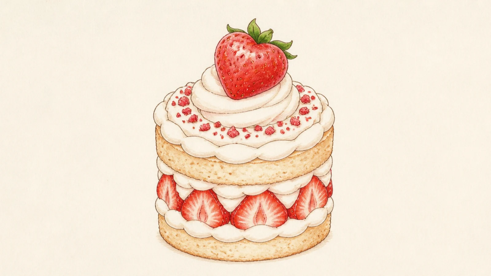 A cupcake topped with a swirl of cream and a strawberry
