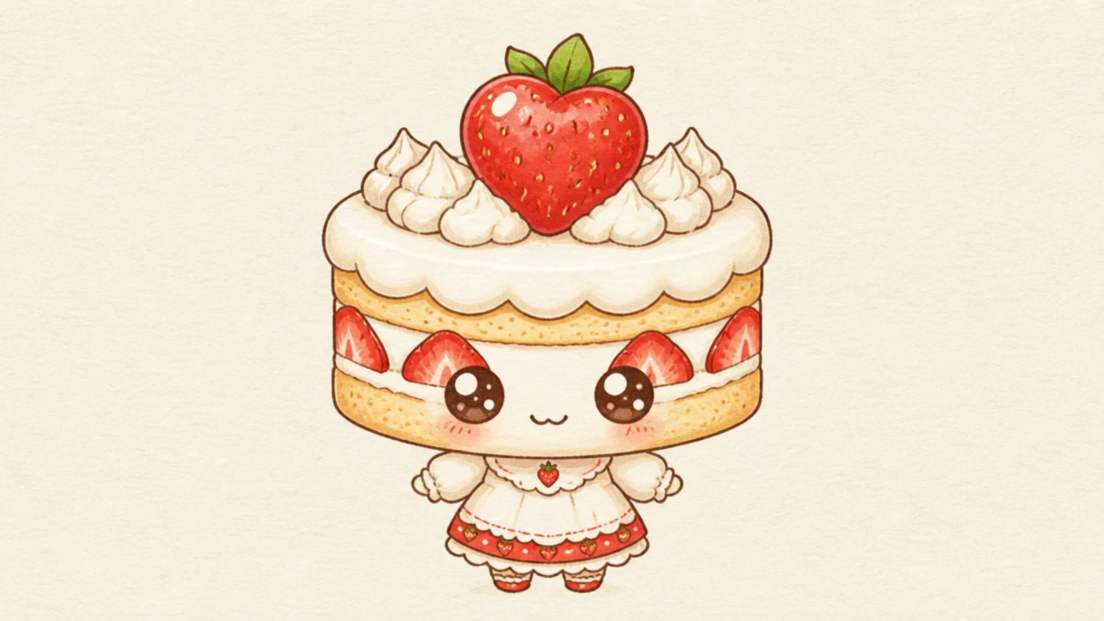 A chibi character with a shortcake body and big sparkly eyes