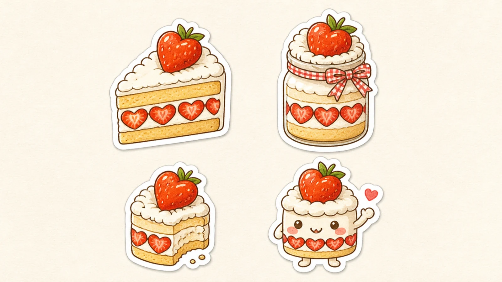 A small set of matching cute shortcake stickers