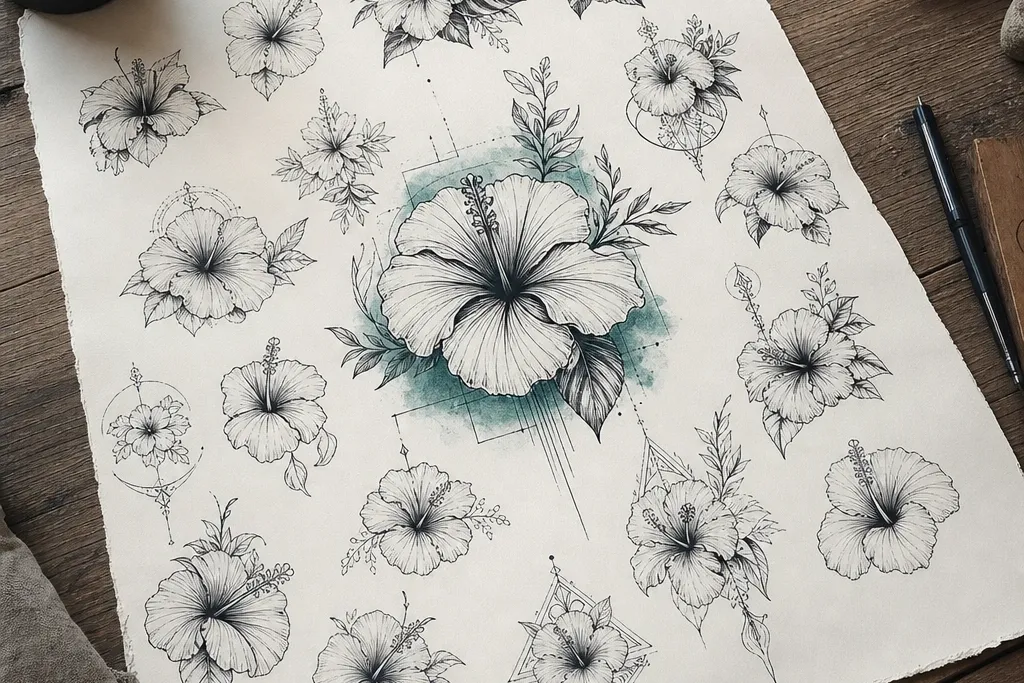 20 Stunning Hibiscus Flower Tattoo Drawings