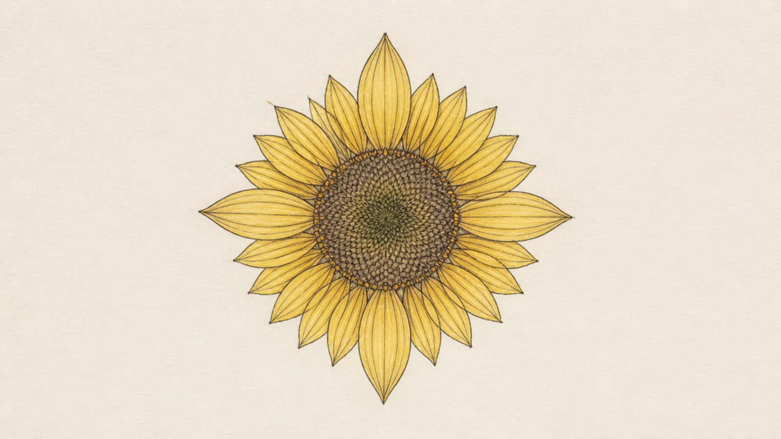 A sunflower with petals anchored at clock positions