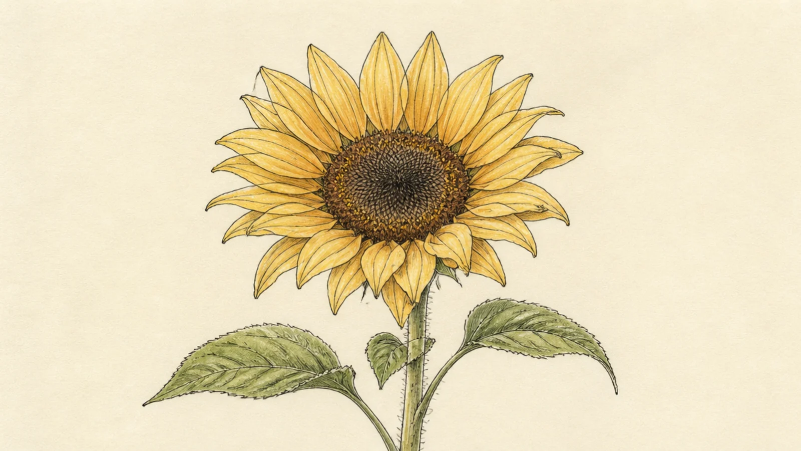 A natural sunflower with petals at slightly varied angles