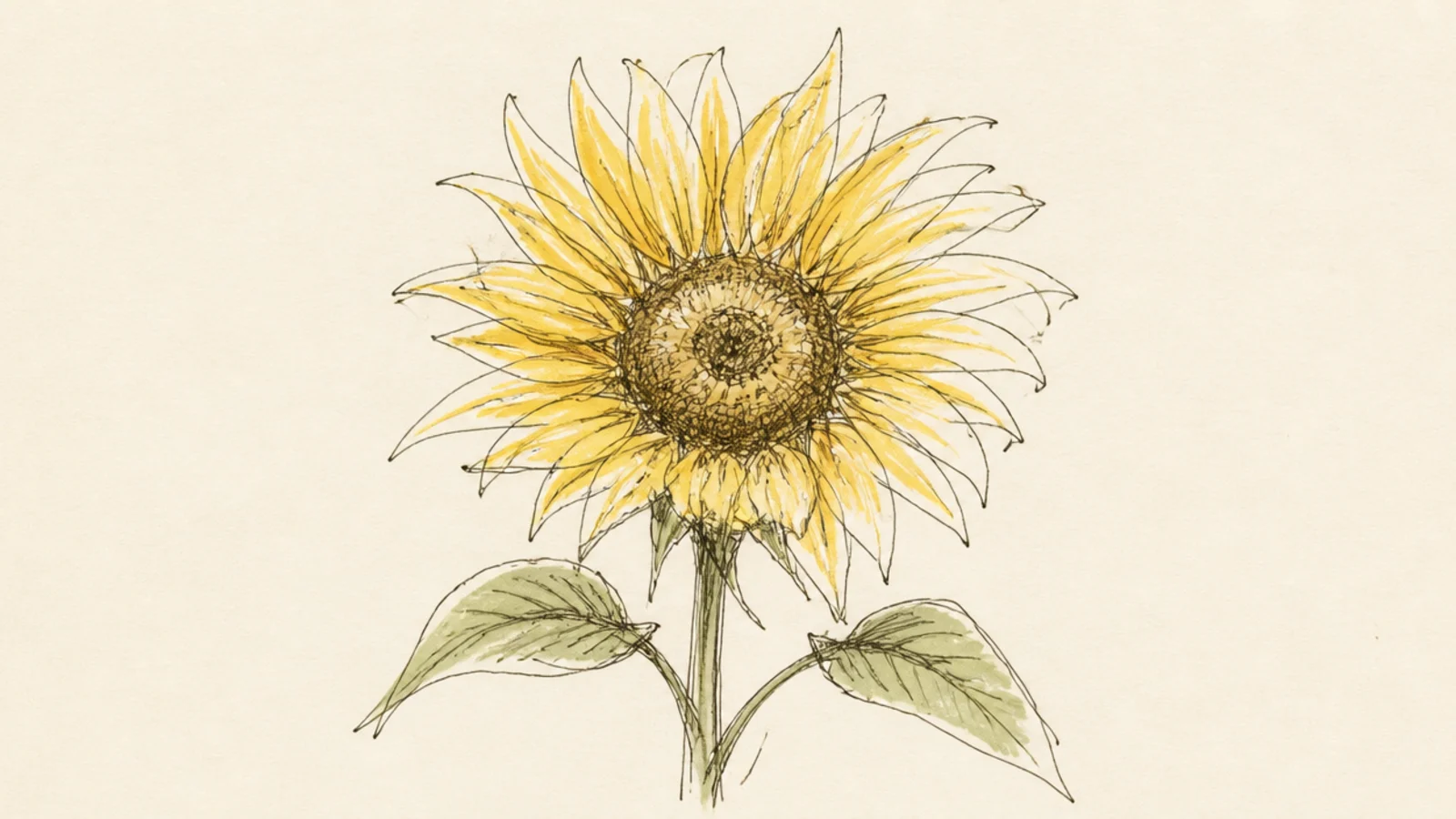 A loose expressive sunflower sketch full of energy