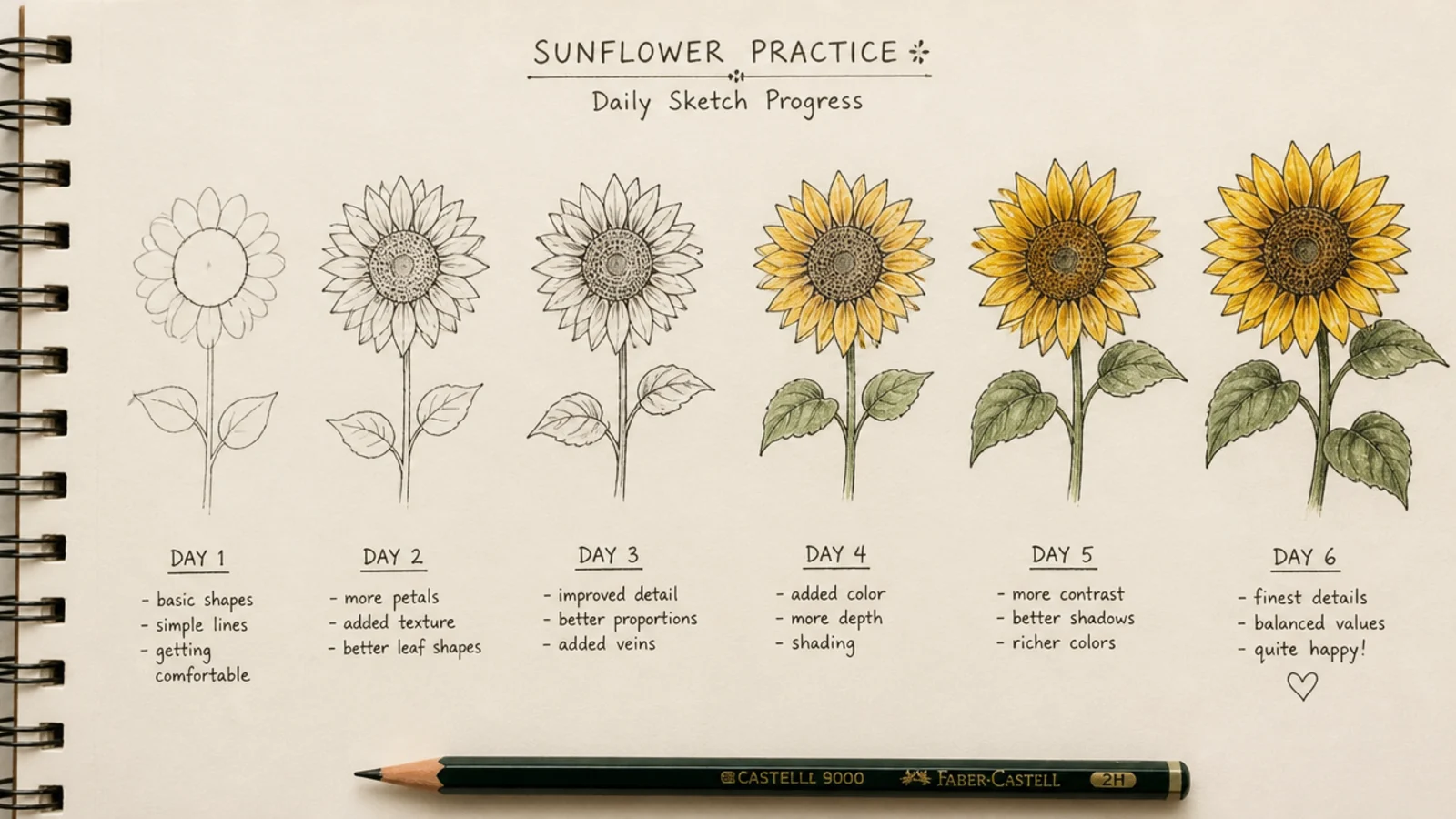 7 Things I Learned Drawing Sunflowers Daily