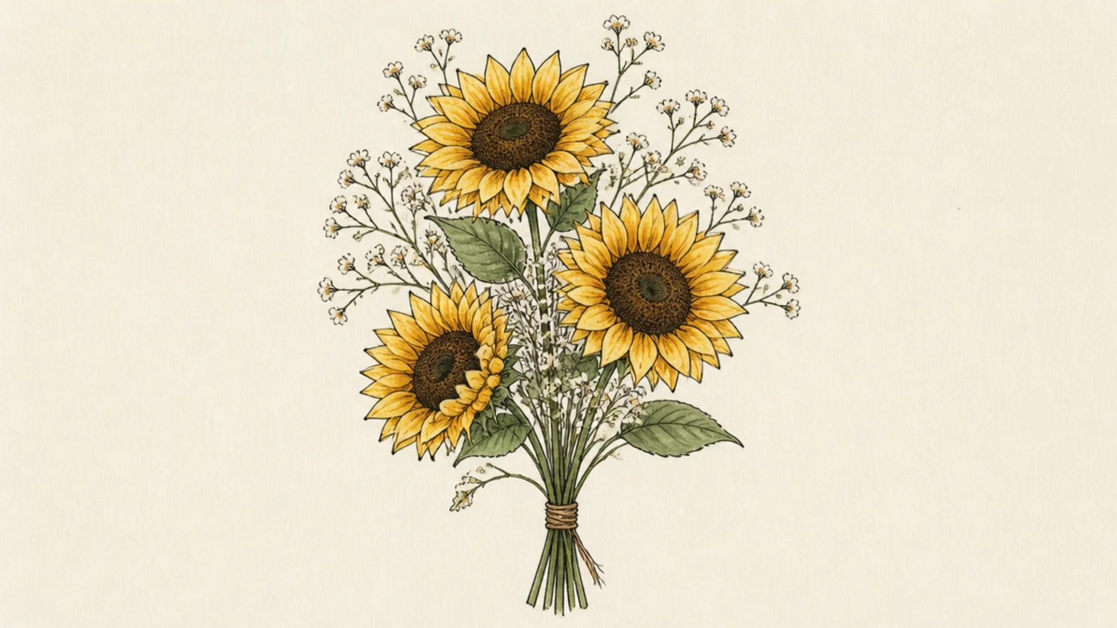 A sunflower bouquet with sprays of tiny baby's breath filler