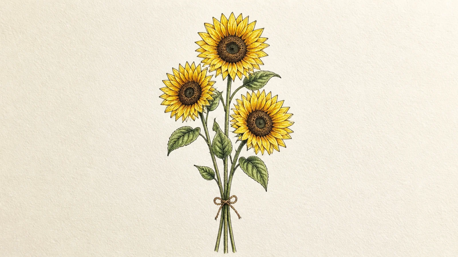 A tall narrow bouquet of sunflowers with long upright stems