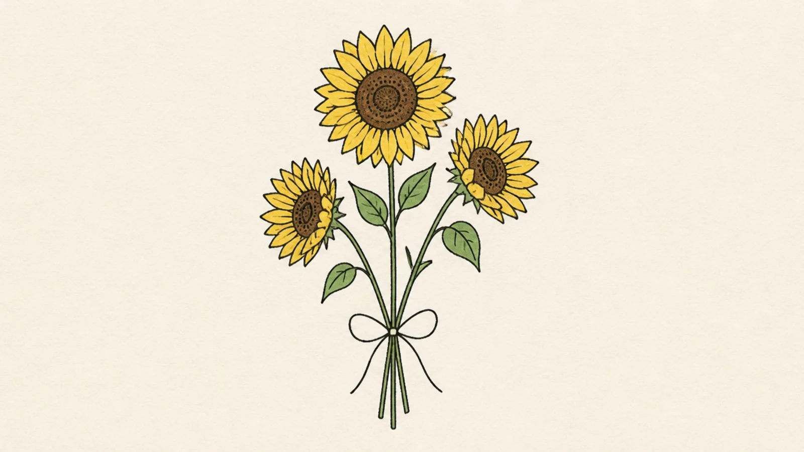 A simple single-line-style sunflower bouquet outline