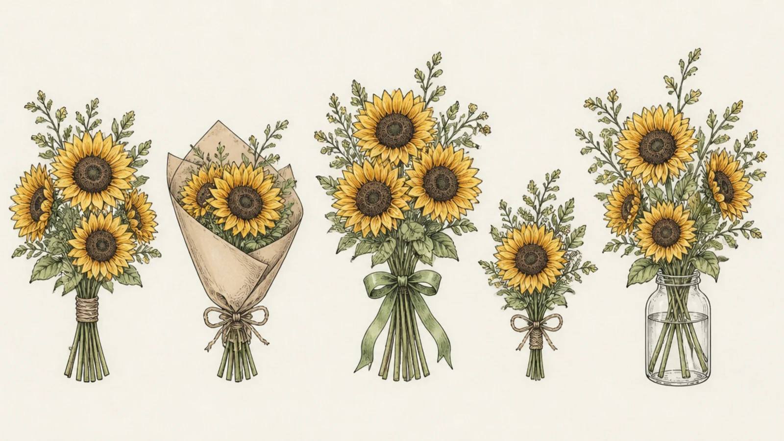 15 Sunflower Bouquet Drawings That Look Gorgeous