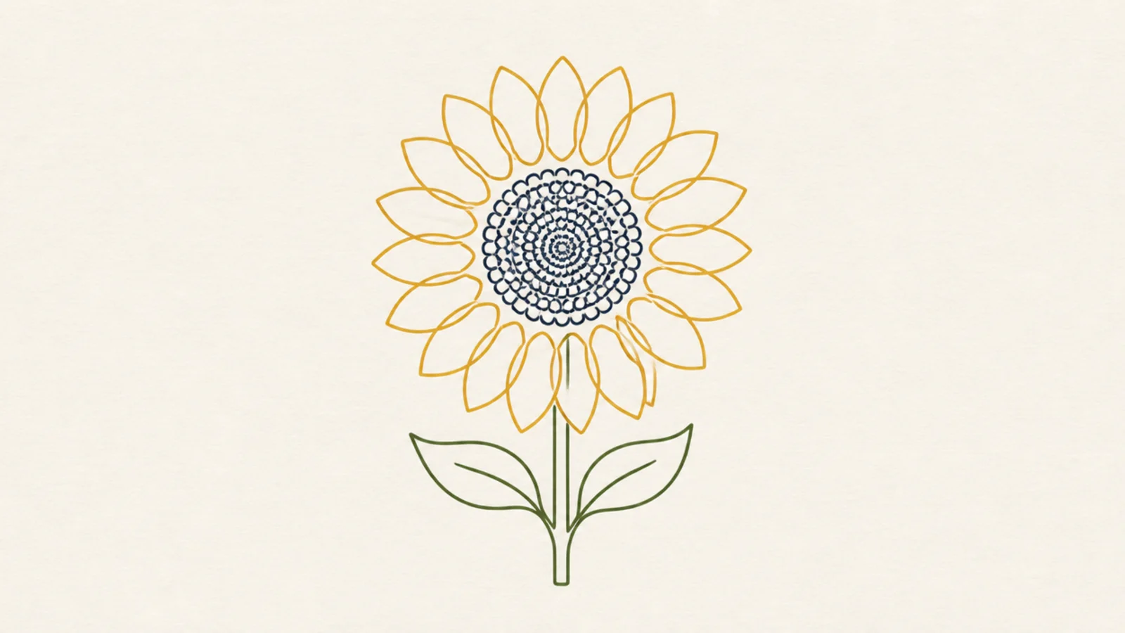 A sunflower drawn in one continuous even line weight