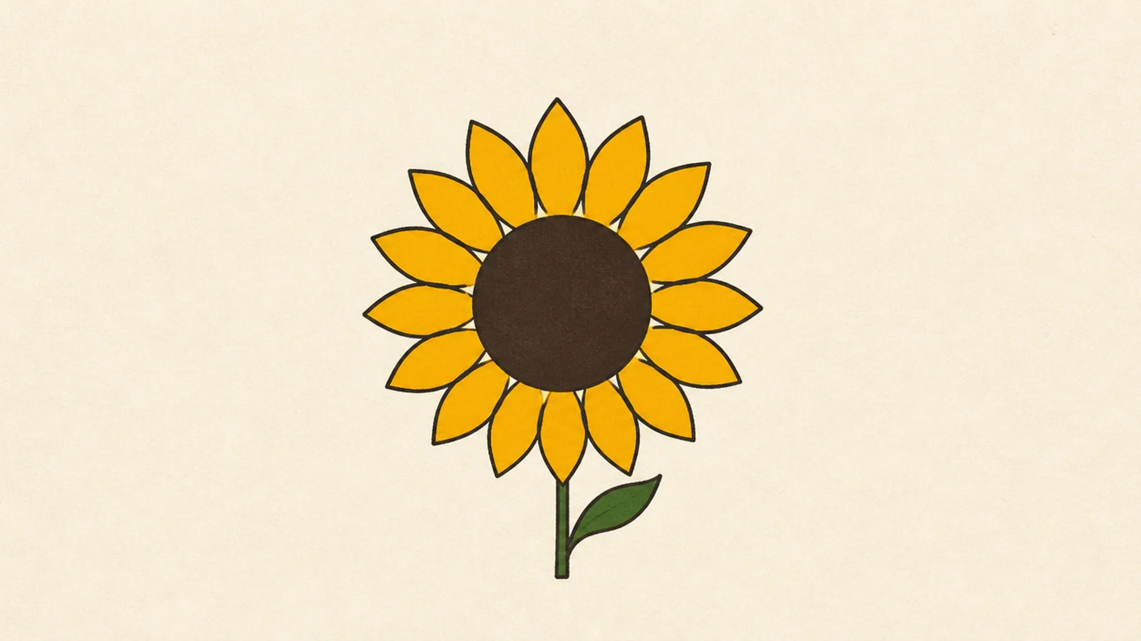 A minimal sunflower with a solid dot center and simple petals