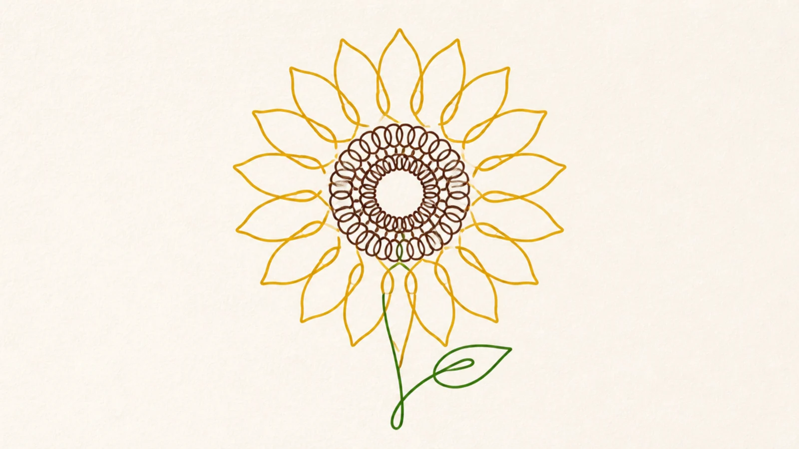 A sunflower drawn as one continuous unbroken line