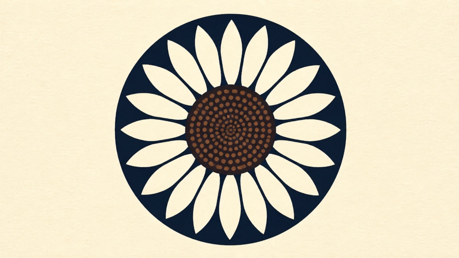 A sunflower formed by the empty space inside a solid shape