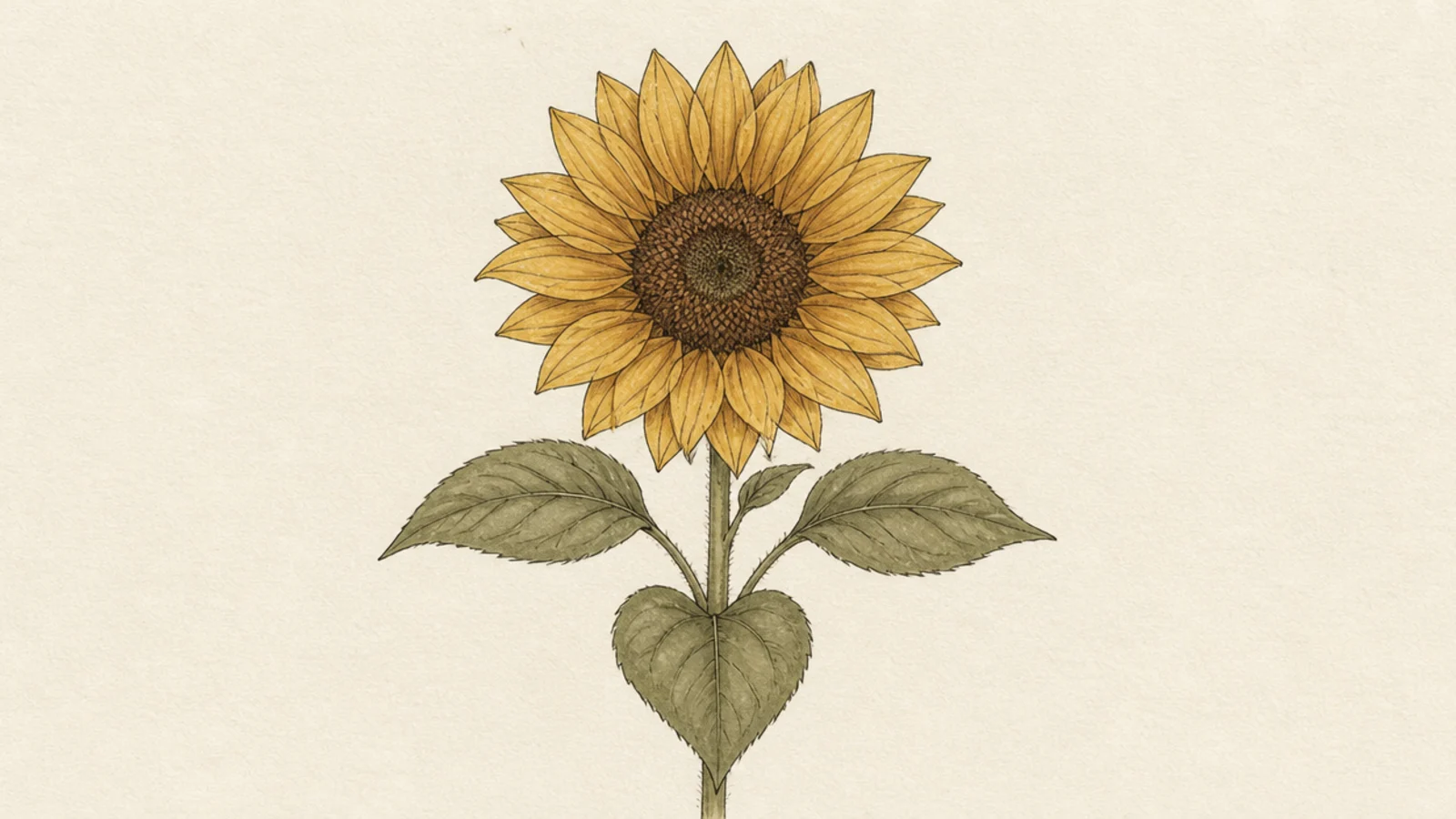 A sunflower in soft muted ochre and mustard tones