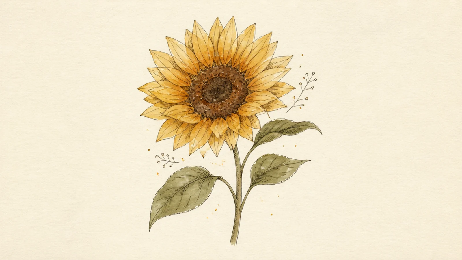 A soft muted watercolor sunflower with loose edges