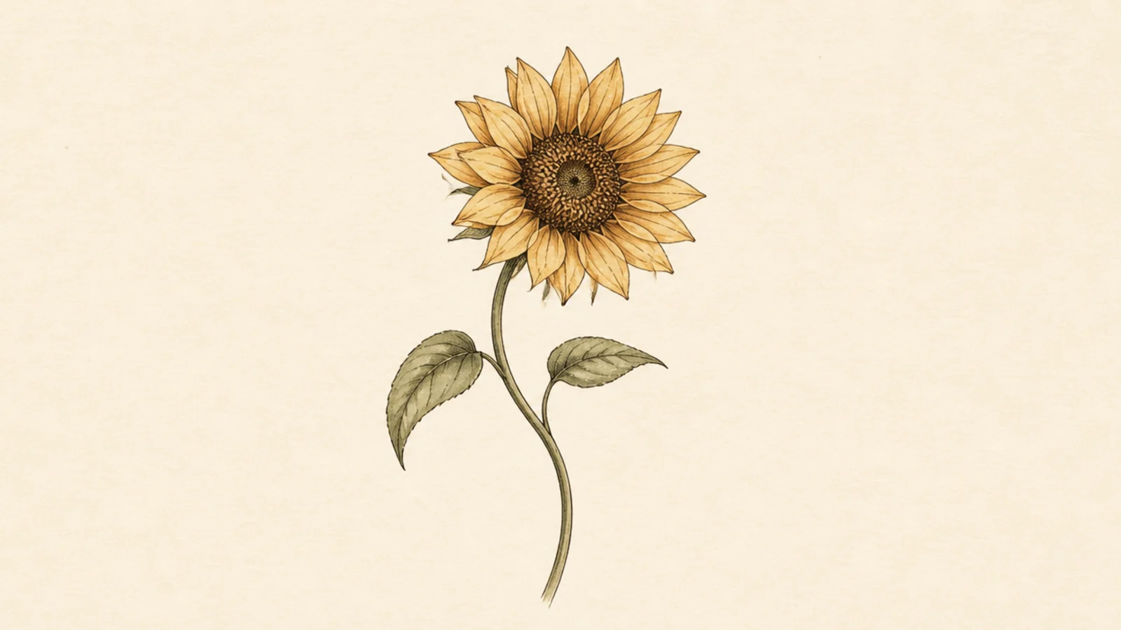 A single elegant sunflower stem with a few leaves