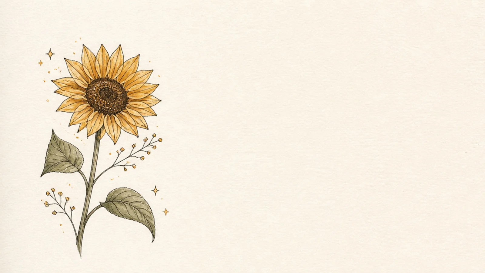A small sunflower beside empty space left for a handwritten quote