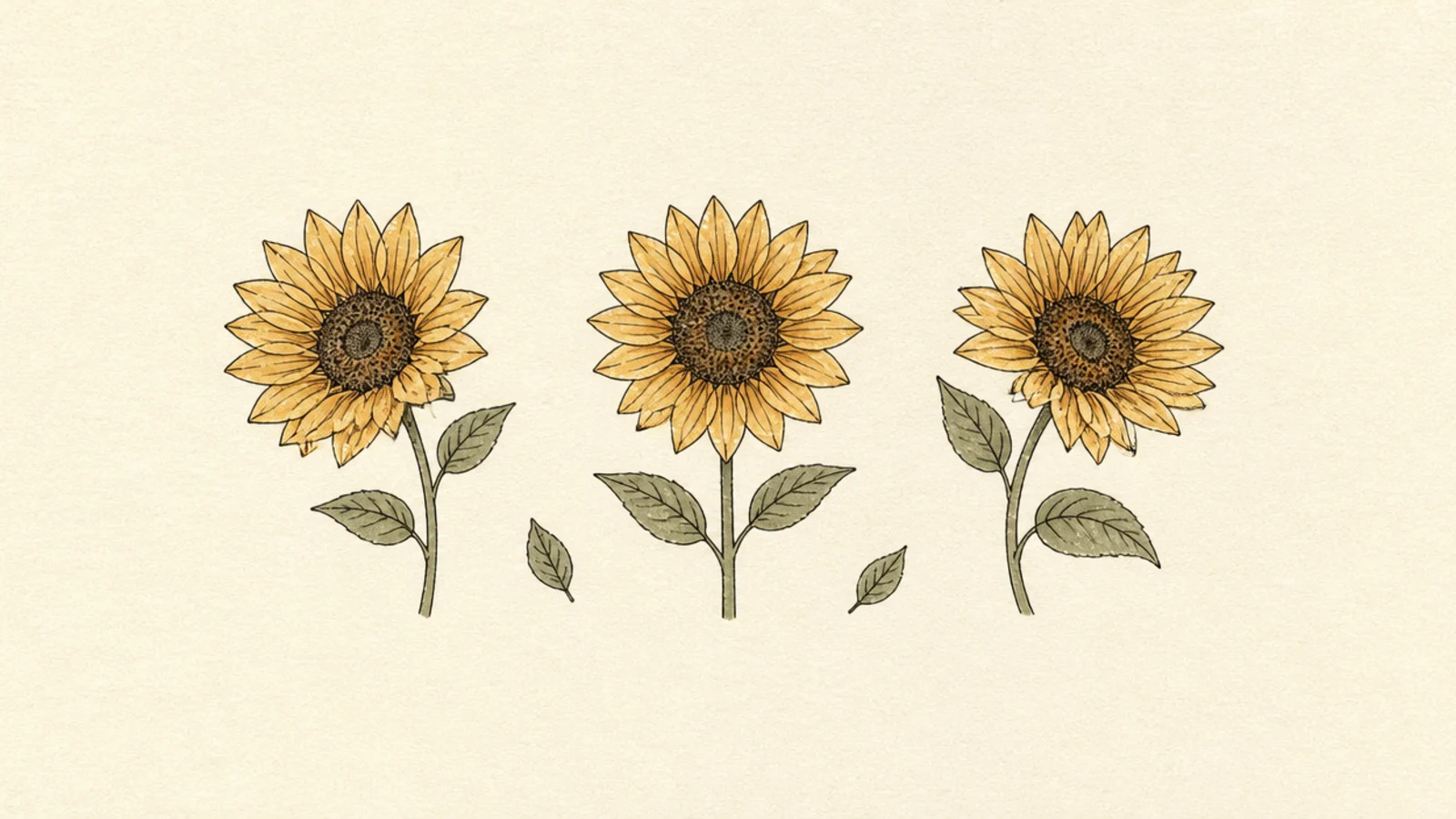 Small matching sunflowers arranged as a tidy bullet journal spread