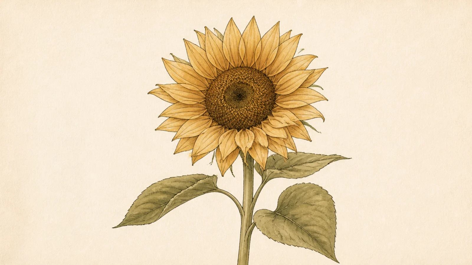 A sunflower in faded, washed-out vintage colors