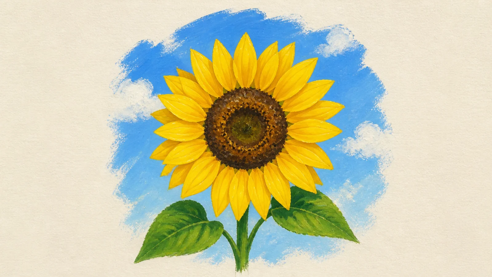 A bright cheerful painted sunflower with bold yellow petals