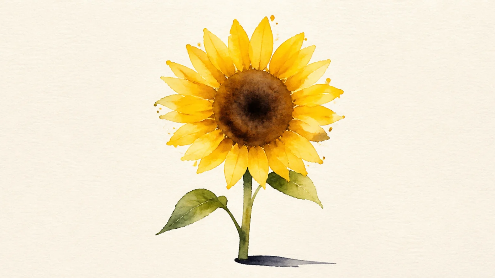 A loose expressive watercolor sunflower