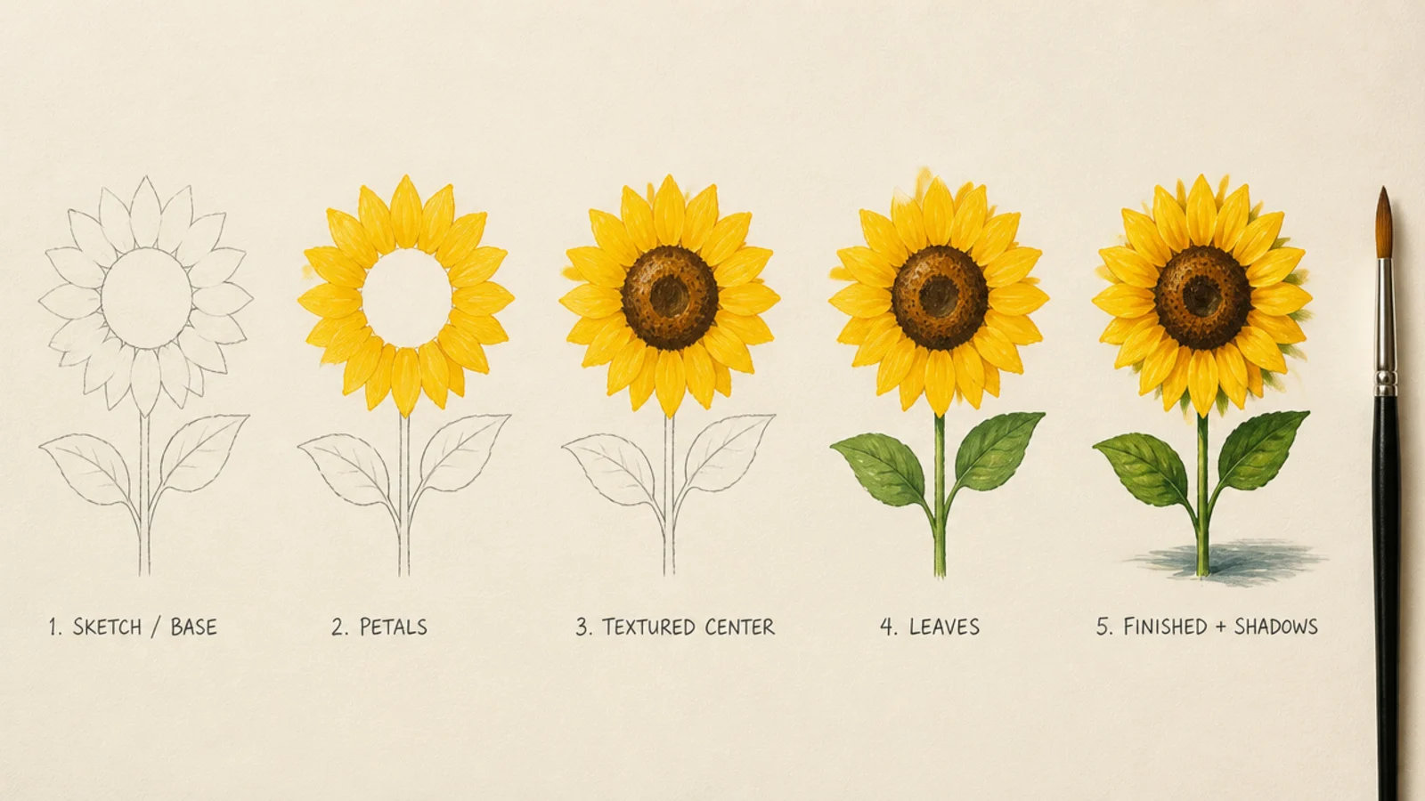 5 Easy Steps to Paint a Simple Sunflower