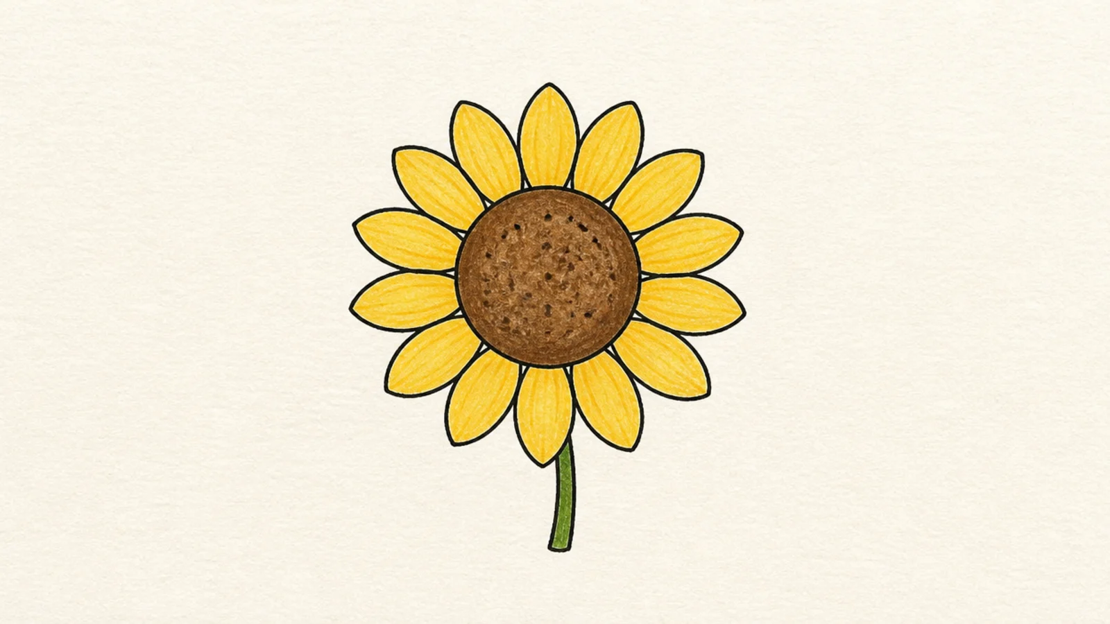 A simple sunflower made from a circle center and a ring of oval petals