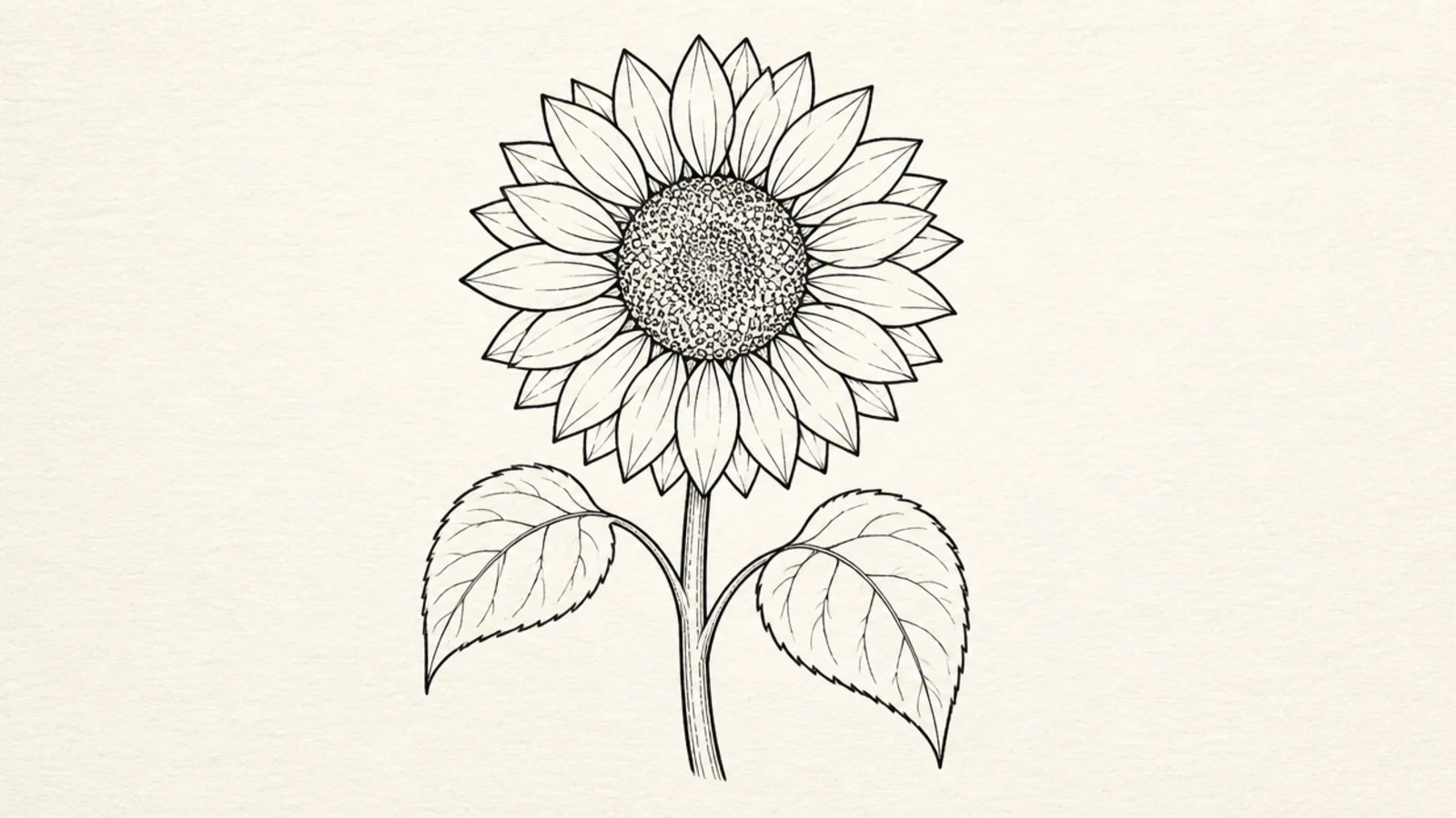 A clean outline sunflower with no color or shading