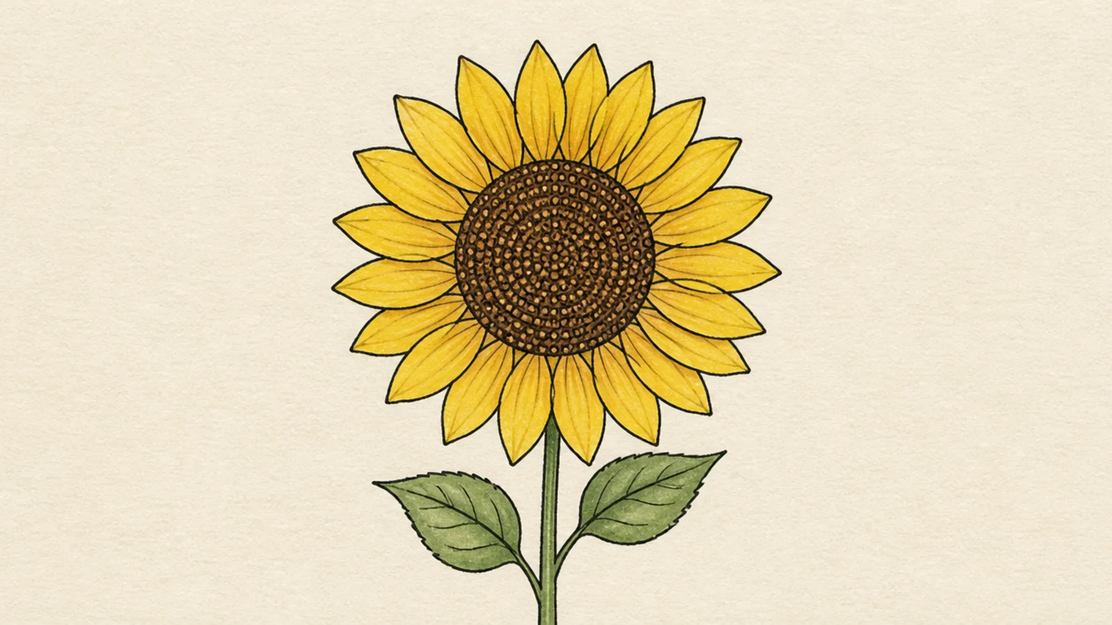 A simple sunflower with a center filled with a grid of dots