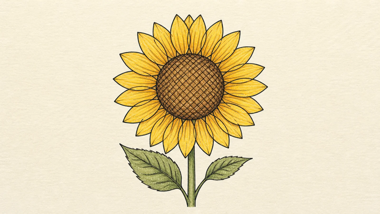 A simple sunflower with a cross-hatched center