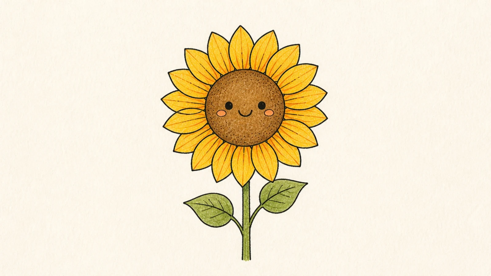 A cute simple sunflower with a smiling face in the center