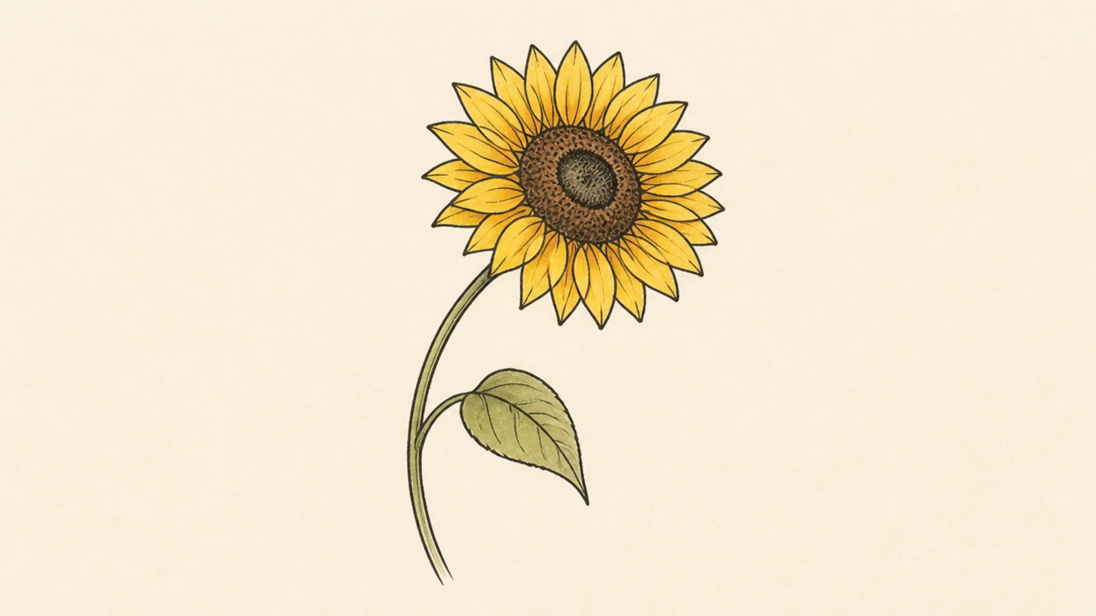 A simple sunflower on a gently curving stem