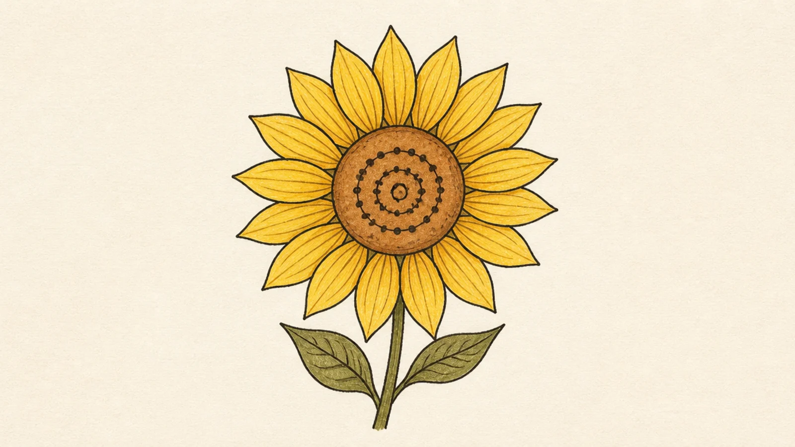 A simple sunflower with a spiral pattern in the center