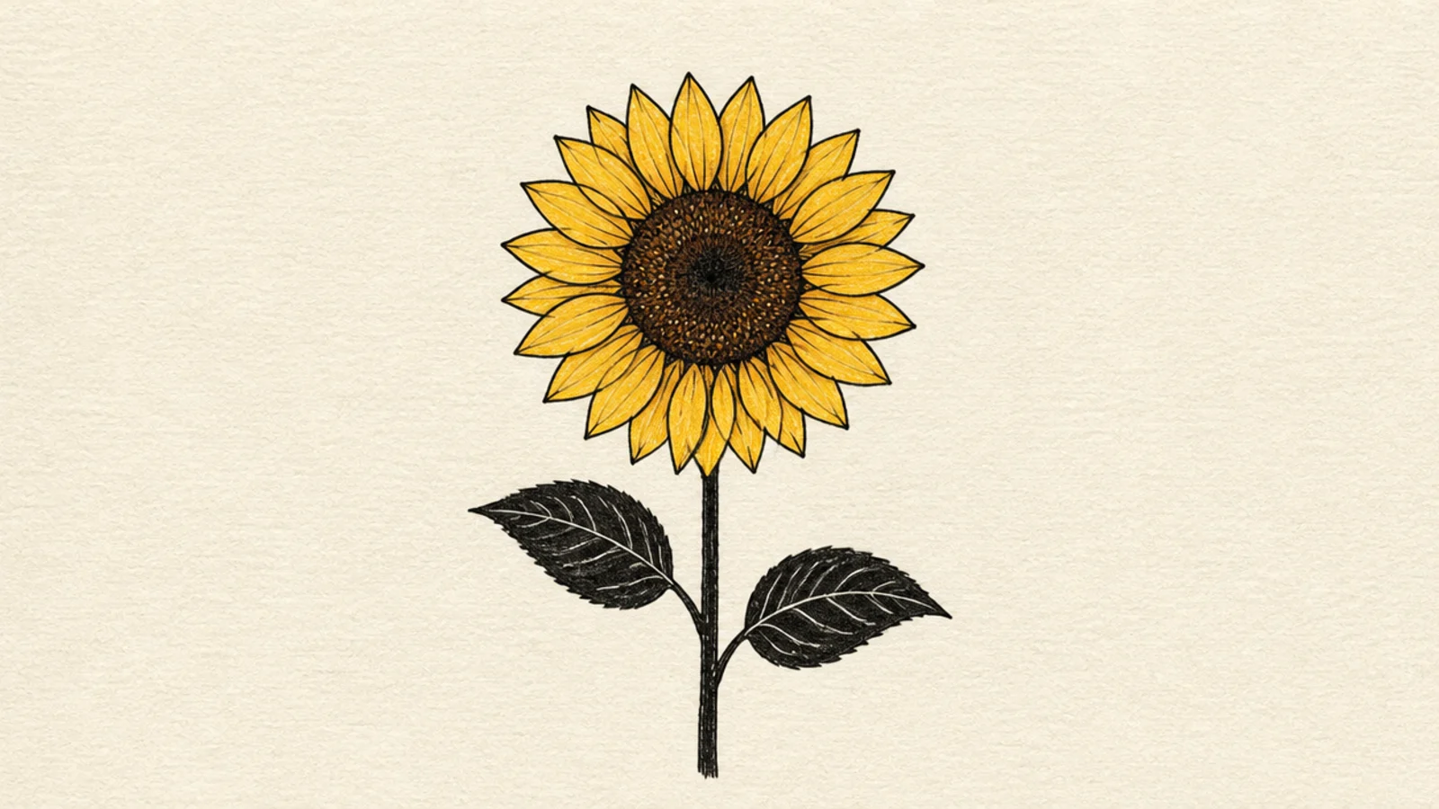 A solid black simple sunflower silhouette