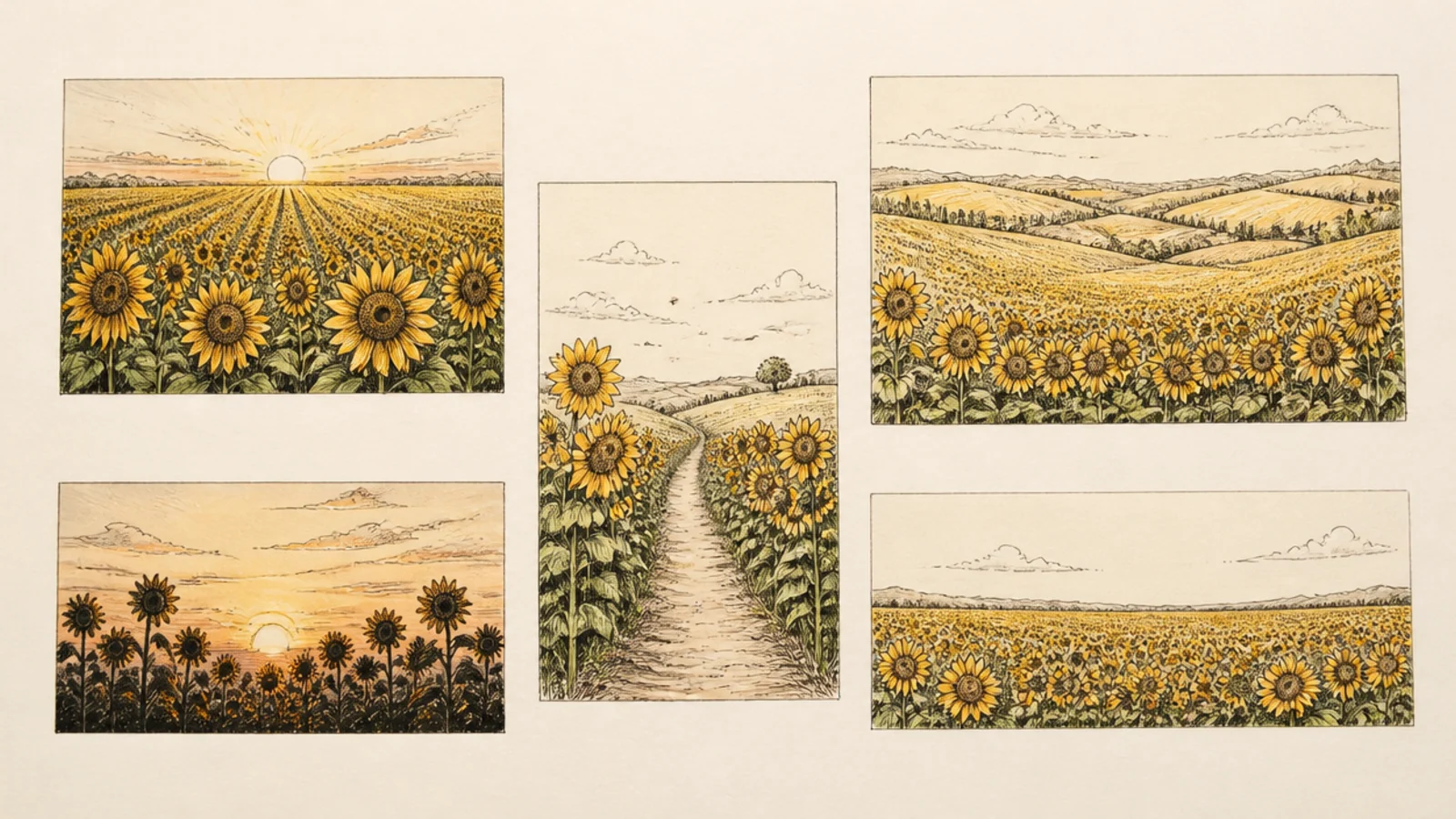 20 Dreamy Sunflower Field Drawings to Recreate