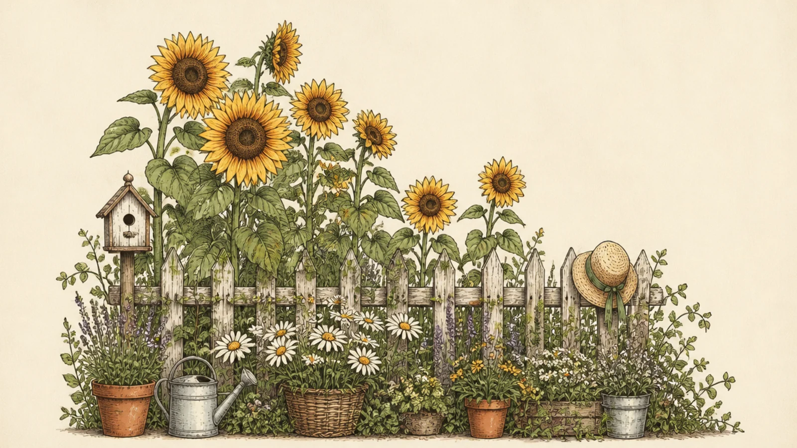 15 Cozy Sunflower Garden Drawings to Sketch