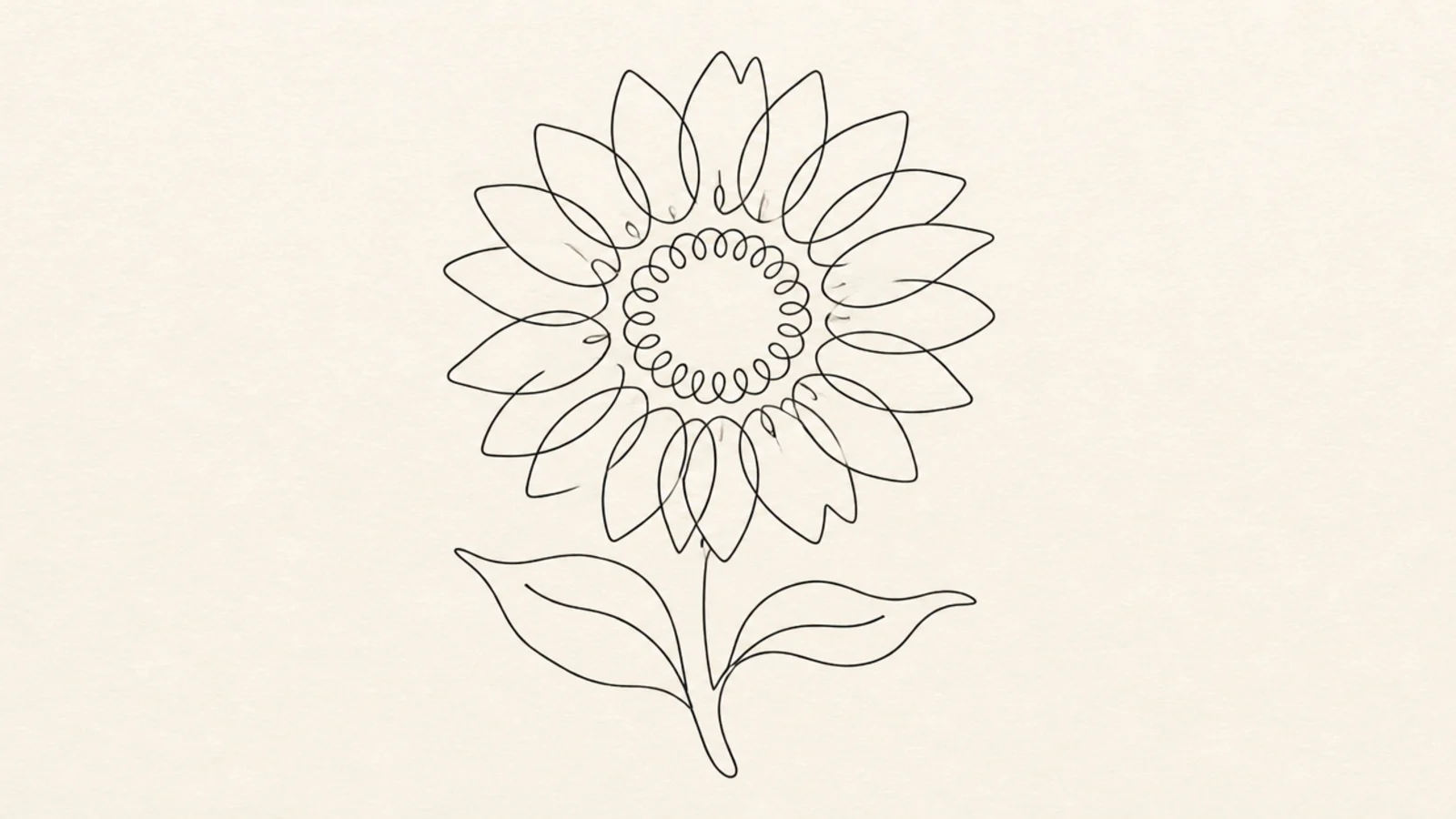 A sunflower drawn in one continuous unbroken line