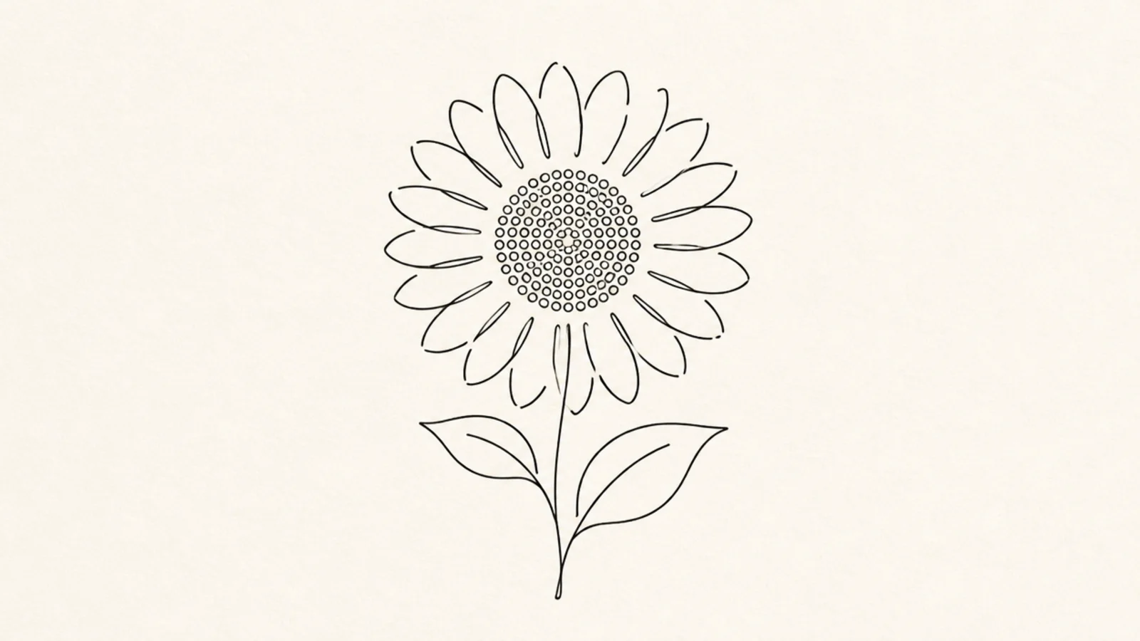 A sunflower with petals drawn as open unclosed shapes