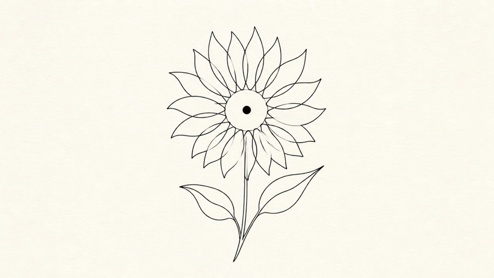 An outline sunflower with a solid filled dot center