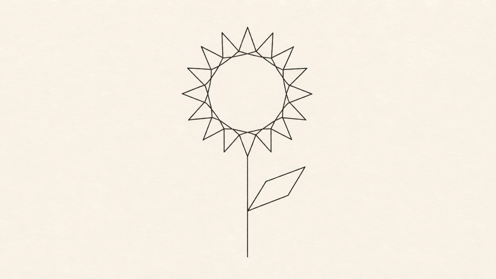 A sunflower built from straight geometric lines