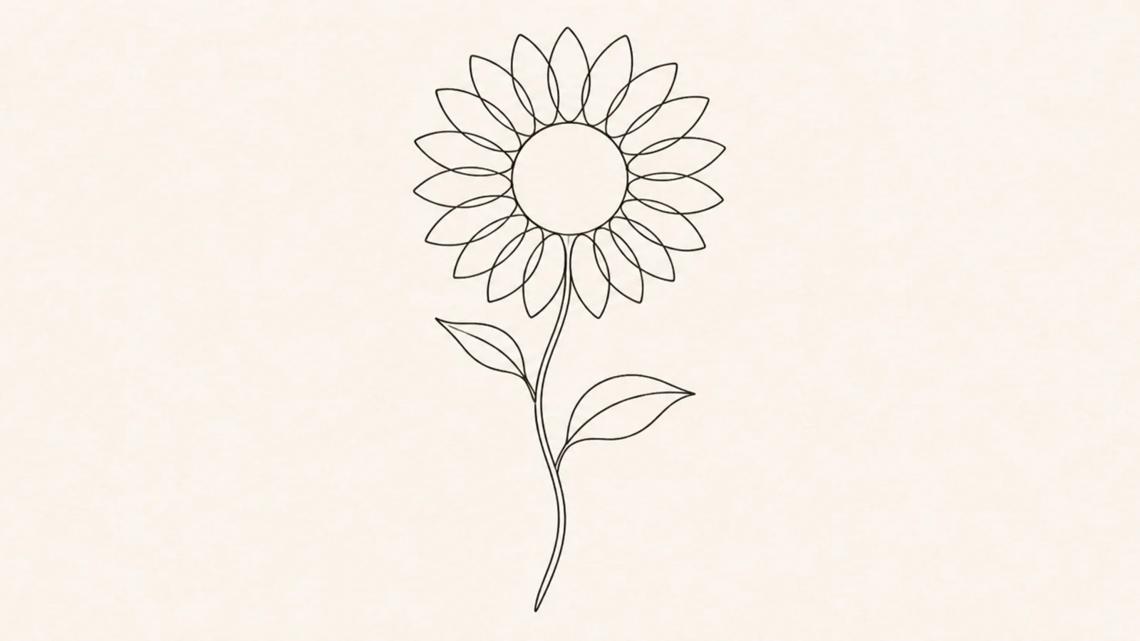 A minimalist sunflower with a long graceful wavy stem