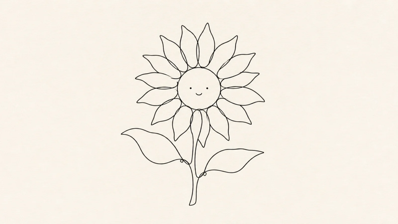 A one-line sunflower with a tiny simple face