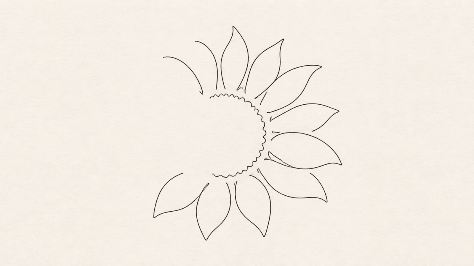 A sunflower suggested by a few broken lines and gaps