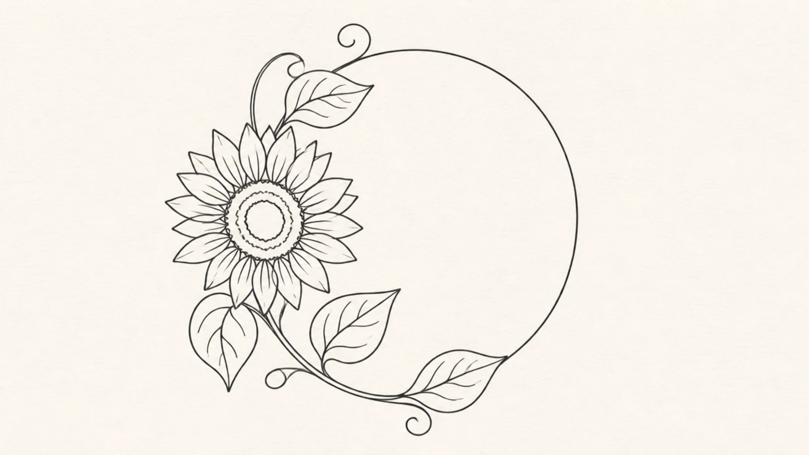 A line sunflower wrapped around a blank monogram space