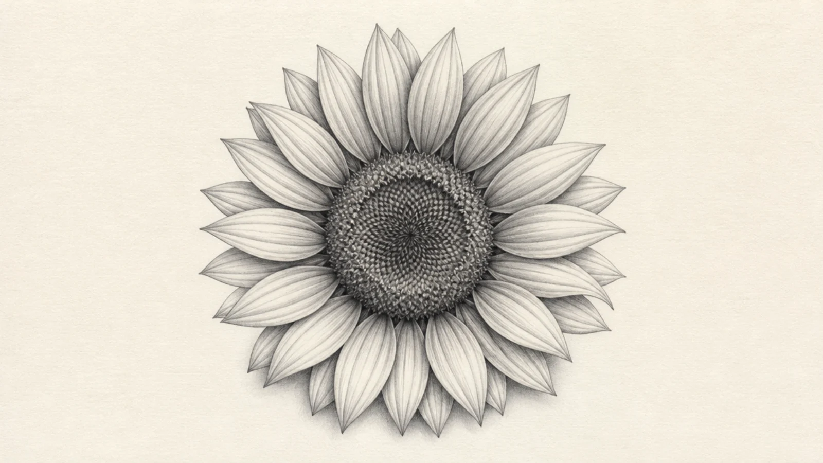 A full sunflower with simple even pencil shading