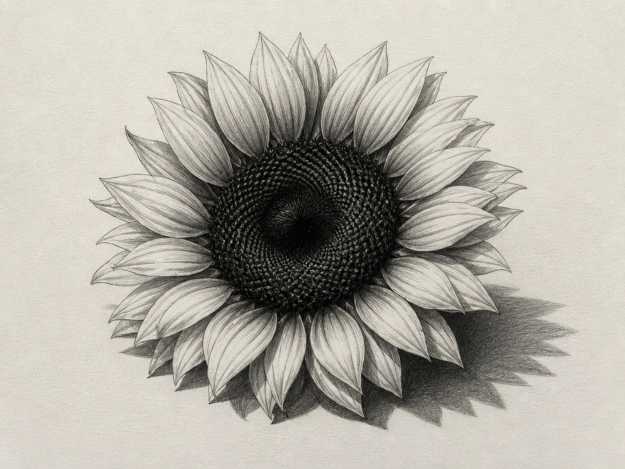 A dramatic sunflower with strong darks and bright highlights