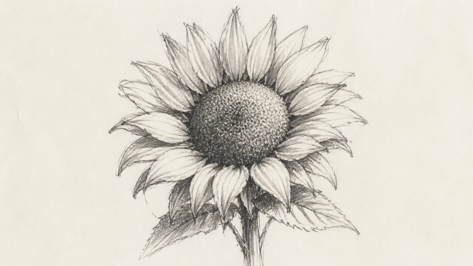 A quick expressive pencil gesture sketch of a sunflower